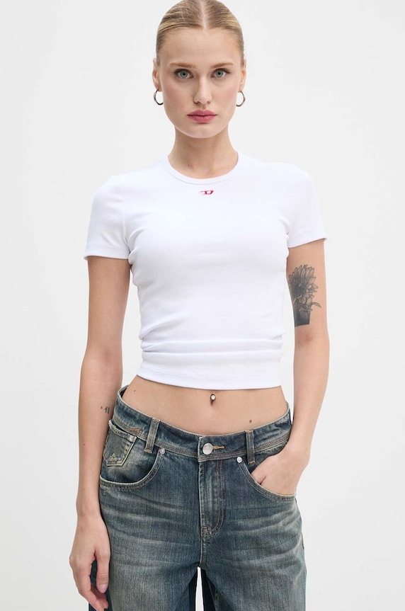Diesel tricou T-ELE-LONG-D uni alb A14961.0EJAI