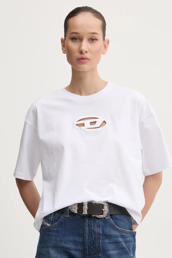 Diesel t-shirt in cotone T-BUXT-CROP-OD rilassato bianco A15096.0NIAX