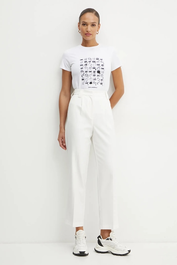 Pamučna majica Karl Lagerfeld IKON A1W17124 bijela SS25