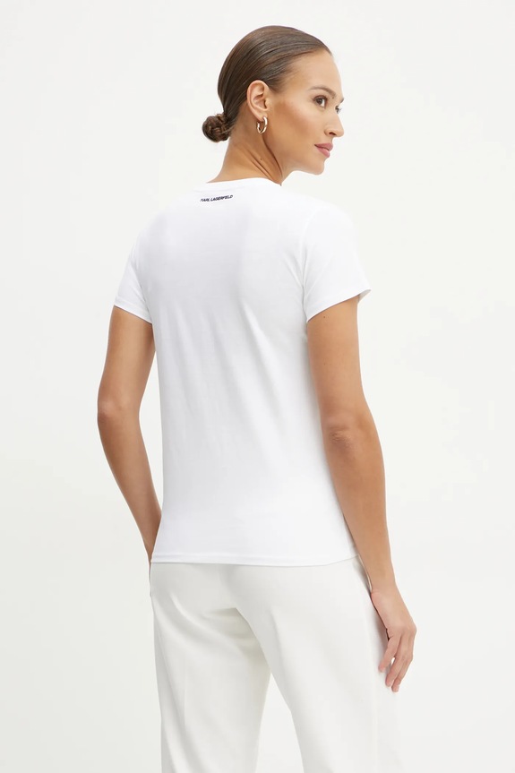 Ρούχα Βαμβακερό μπλουζάκι Karl Lagerfeld IKON A1W17124 λευκό