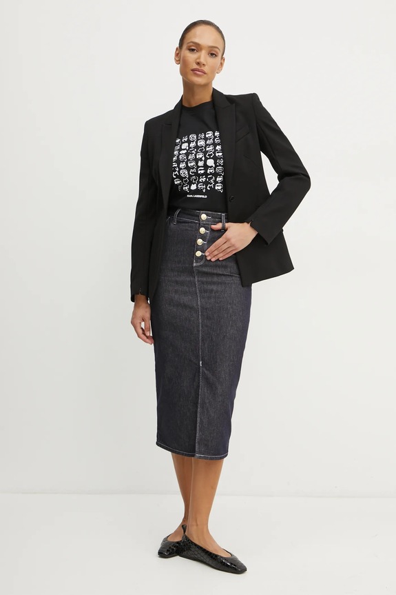 Βαμβακερό μπλουζάκι Karl Lagerfeld IKON A1W17124 μαύρο SS25