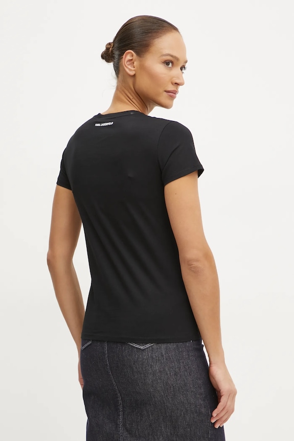 Odjeća Pamučna majica Karl Lagerfeld IKON A1W17124 crna