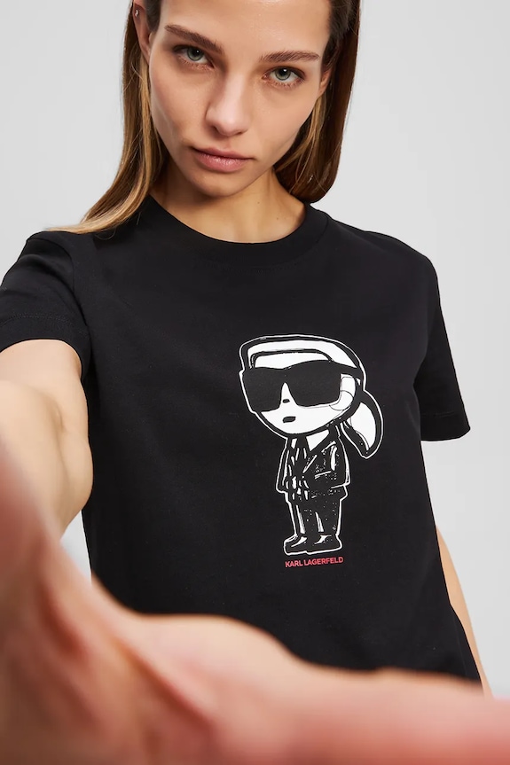Bavlnené tričko Karl Lagerfeld IKON SKETCH čierna A1W17126