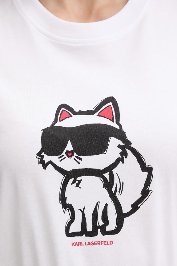 Karl Lagerfeld T-shirt damski bawełniany IKON SKETCH A1W17128 biały