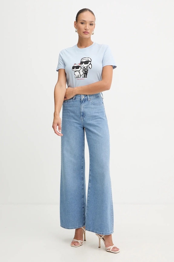 Βαμβακερό μπλουζάκι Karl Lagerfeld A1W17129 μπλε AA00