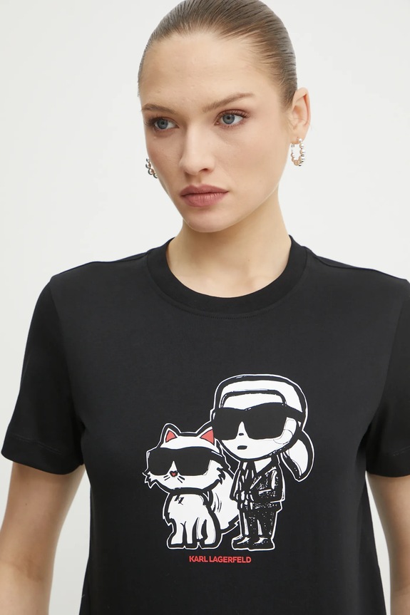Bavlnené tričko Karl Lagerfeld IKON SKETCH čierna A1W17129
