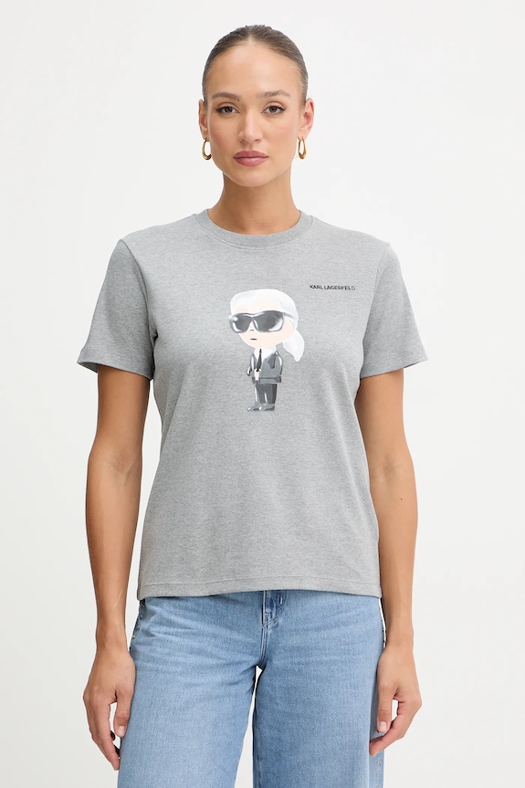 Karl Lagerfeld t-shirt bawełniany szary A1W17130