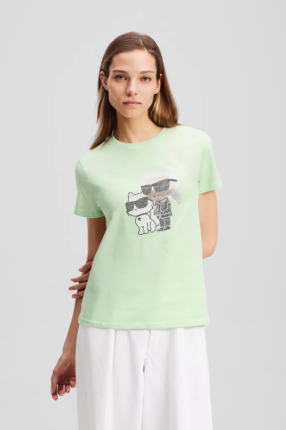 Pamučna majica Karl Lagerfeld Planet friendly zelena A1W17131