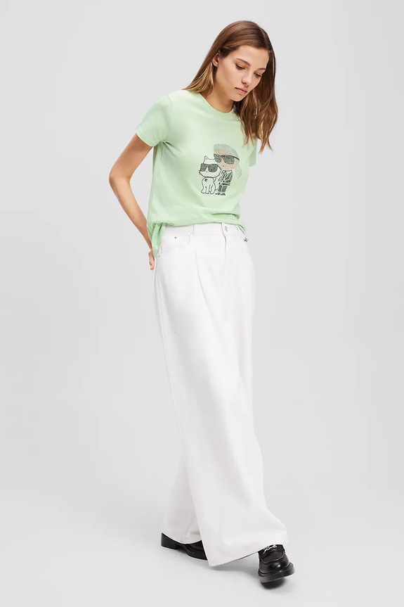 Pamučna majica Karl Lagerfeld zelena A1W17131