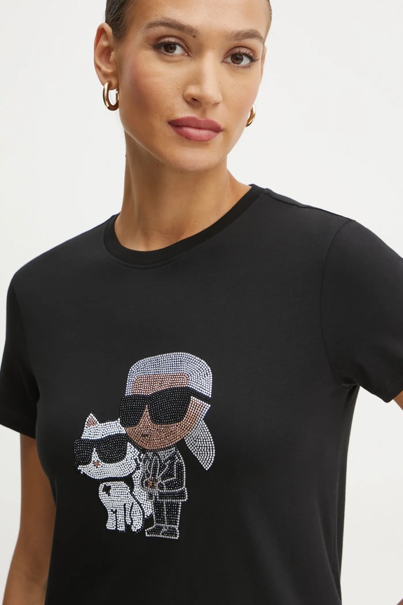 Bavlnené tričko Karl Lagerfeld IKON RS čierna A1W17131