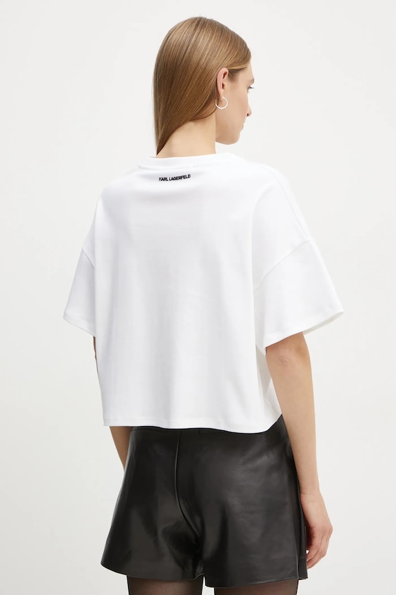 Ρούχα Βαμβακερό μπλουζάκι Karl Lagerfeld IKON A1W17132 μπεζ