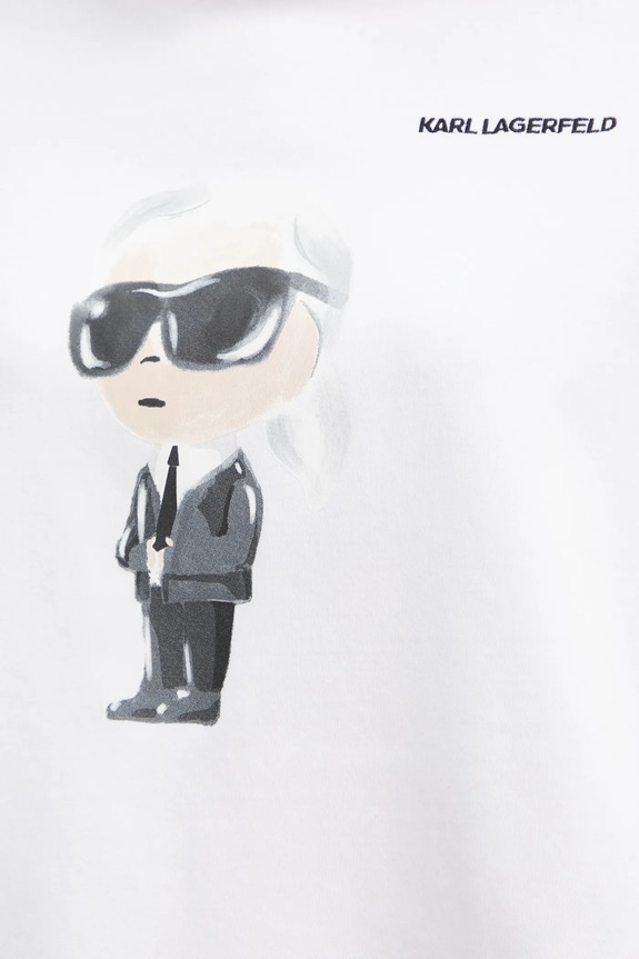 Βαμβακερό μπλουζάκι Karl Lagerfeld IKON A1W17132 μπεζ