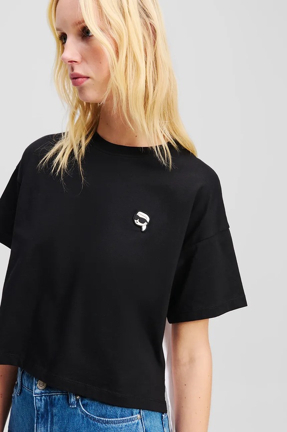 Odjeća Pamučna majica Karl Lagerfeld IKON A1W17135 crna