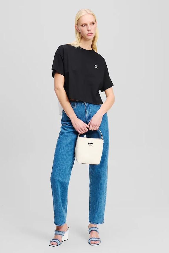 Pamučna majica Karl Lagerfeld IKON crna A1W17135