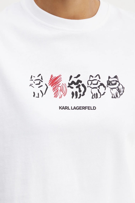 Bavlněné tričko Karl Lagerfeld IKON A1W17138 bílá
