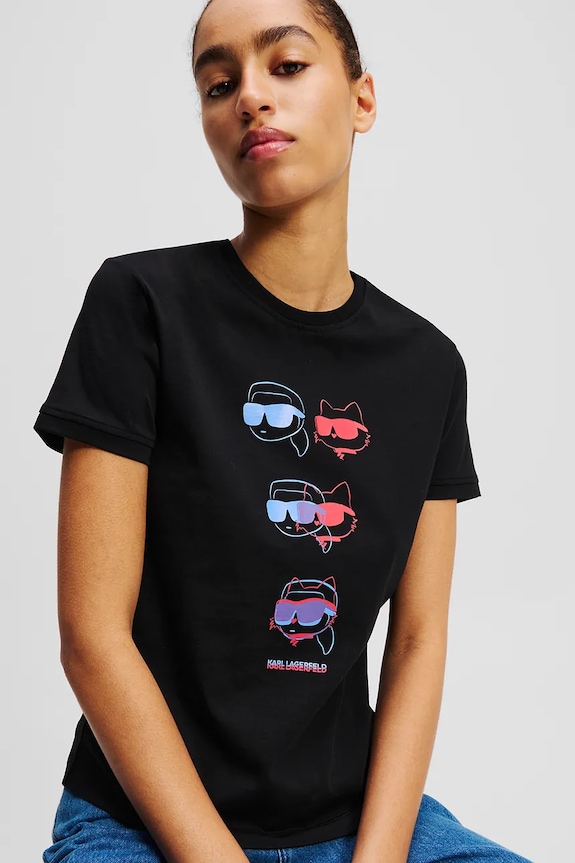 Odjeća Pamučna majica Karl Lagerfeld IKON A2W17112 crna