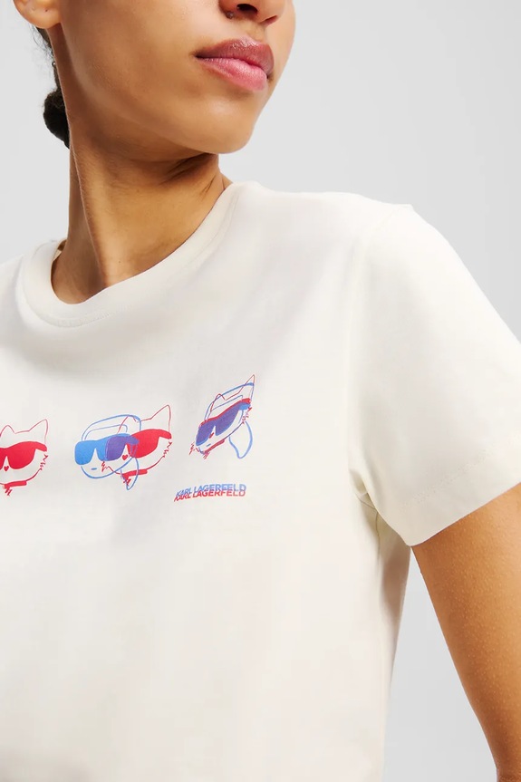 Odjeća Pamučna majica Karl Lagerfeld IKON A2W17114 bež