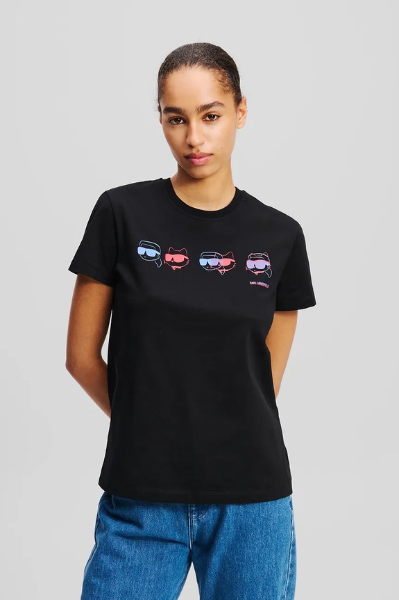 Pamučna majica Karl Lagerfeld IKON pamuk crna A2W17114