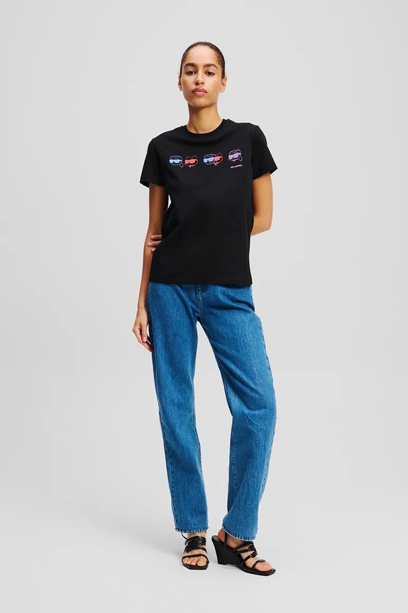 Pamučna majica Karl Lagerfeld IKON crna A2W17114