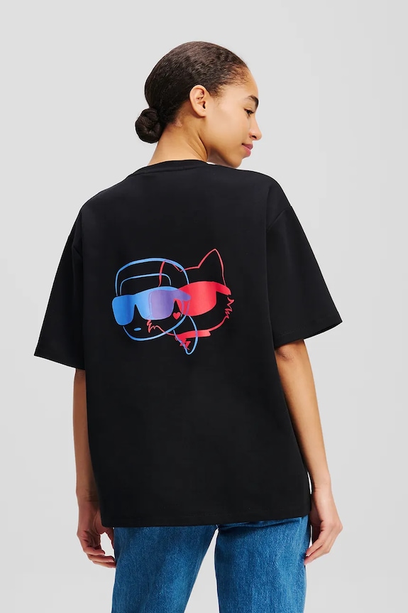 Pamučna majica Karl Lagerfeld IKON A2W17113 crna SS25