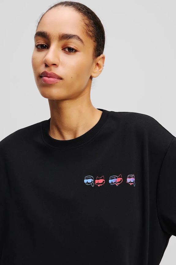 Odjeća Pamučna majica Karl Lagerfeld IKON A2W17113 crna