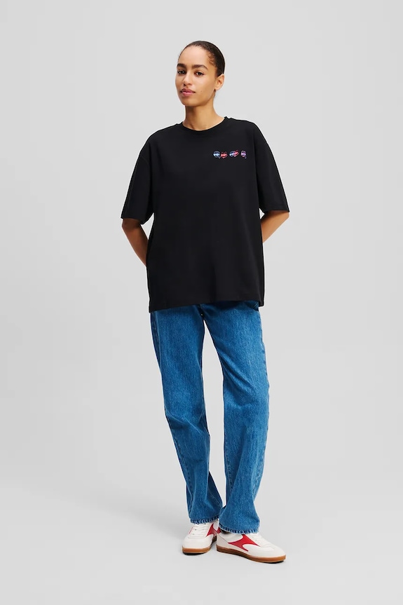 Pamučna majica Karl Lagerfeld IKON crna A2W17113