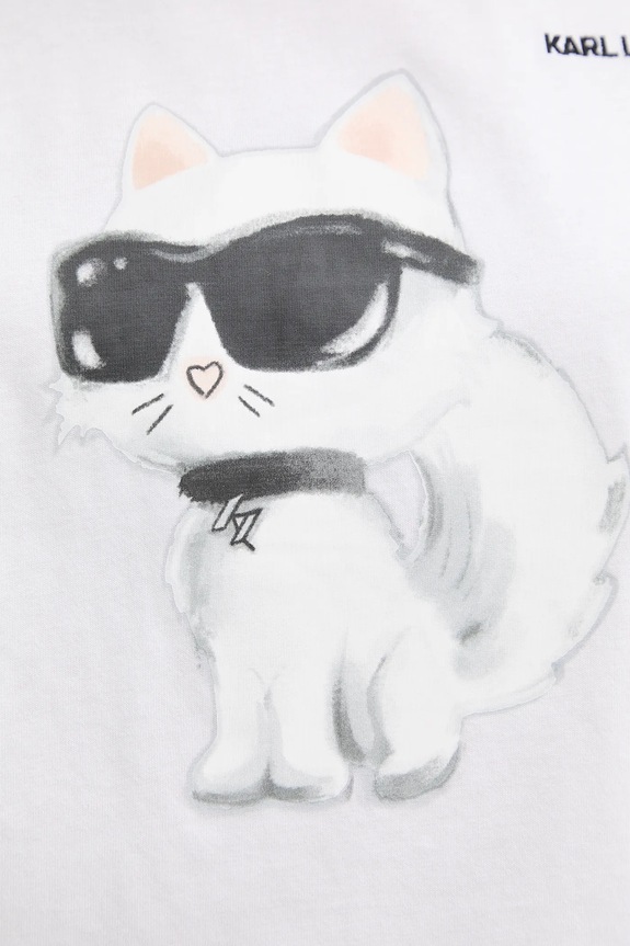 Bavlnené tričko Karl Lagerfeld IKON AQUARELLE A2W17115 biela
