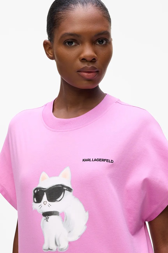 Odzież Karl Lagerfeld t-shirt bawełniany IKON AQUARELLE A2W17115 różowy