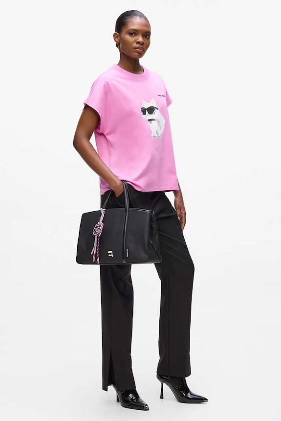 Karl Lagerfeld t-shirt bawełniany IKON AQUARELLE różowy A2W17115
