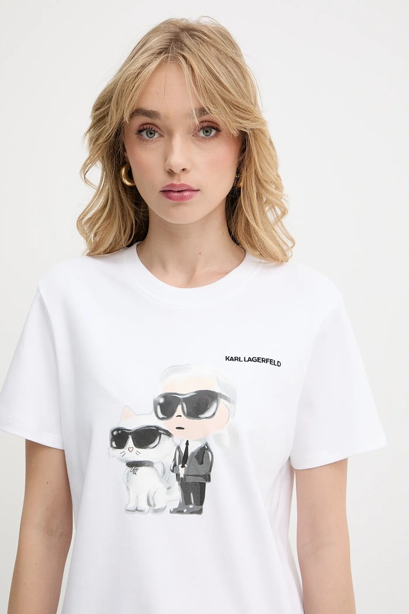 Bavlnené tričko Karl Lagerfeld IKON biela A3W17077