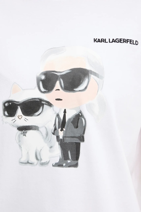 Bavlnené tričko Karl Lagerfeld IKON A3W17077 biela