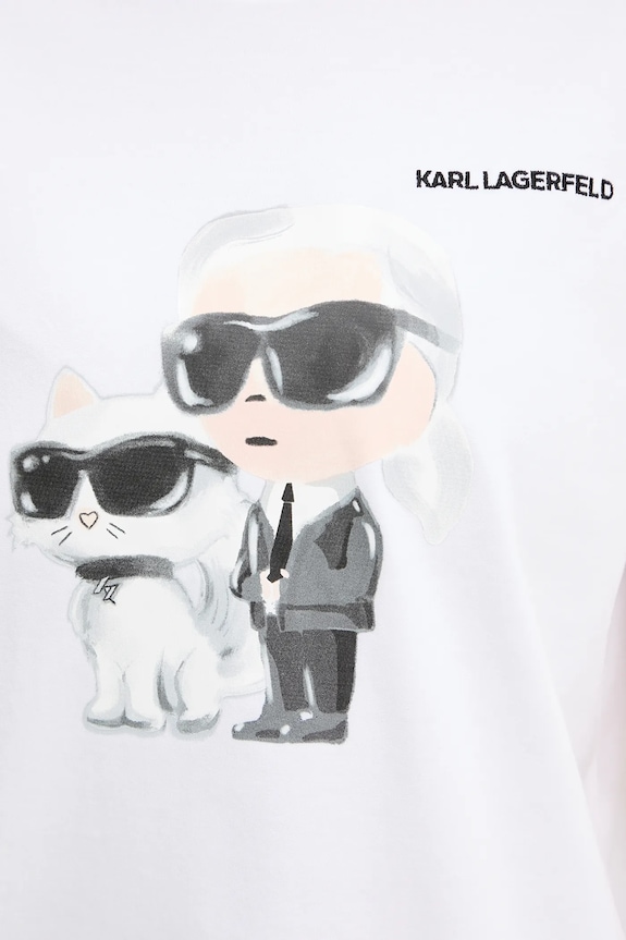 Bavlnené tričko Karl Lagerfeld IKON A3W17077 biela