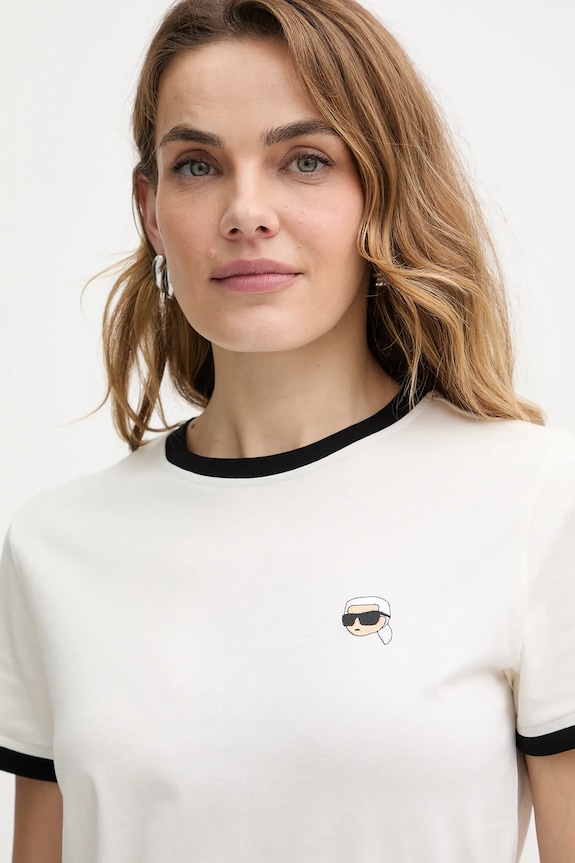 Karl Lagerfeld tricou din bumbac IKON bej A3W17078