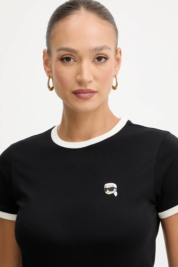 Karl Lagerfeld t-shirt bawełniany IKON czarny A3W17078