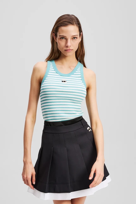 Karl Lagerfeld top din bumbac IKON curele turcoaz A3W17079