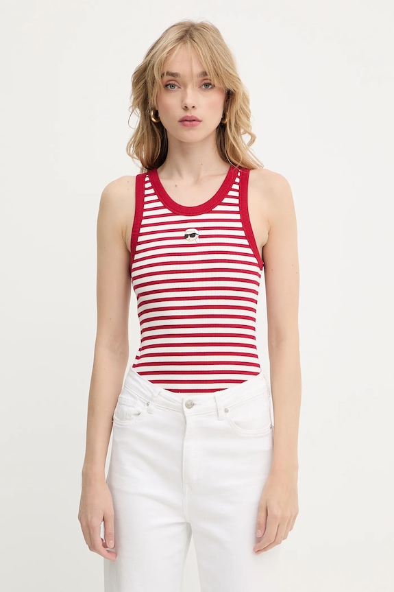 Bavlnený top Karl Lagerfeld IKON slim červená A3W17079