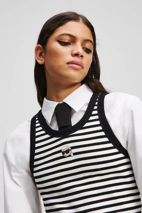 Oblečenie Bavlnený top Karl Lagerfeld IKON A3W17079 čierna