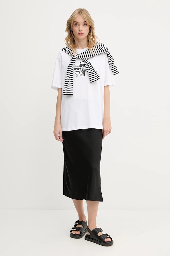 Bavlněné tričko Karl Lagerfeld IKON A3W17084 bílá AW25