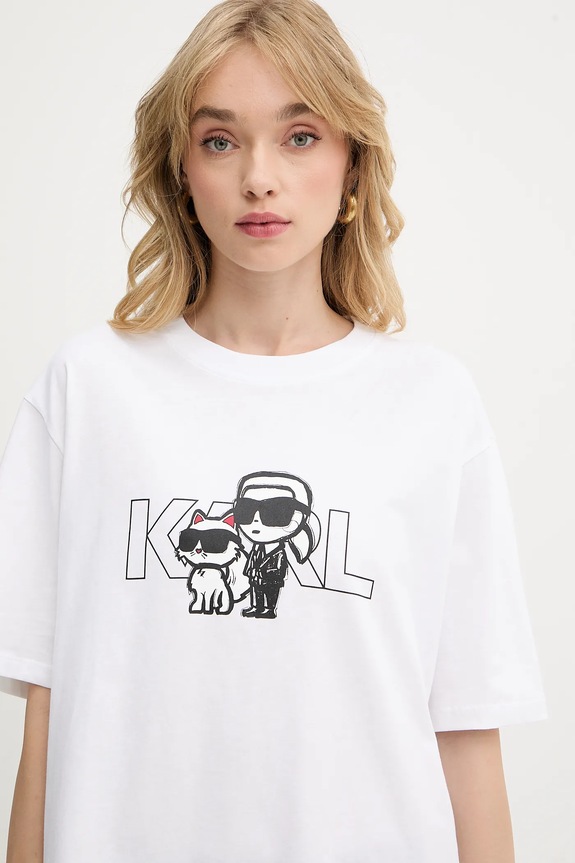 Bavlněné tričko Karl Lagerfeld IKON bílá A3W17084