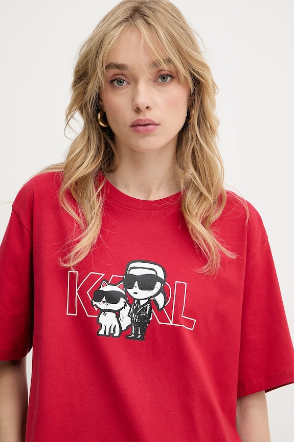 Bavlnené tričko Karl Lagerfeld IKON červená A3W17084