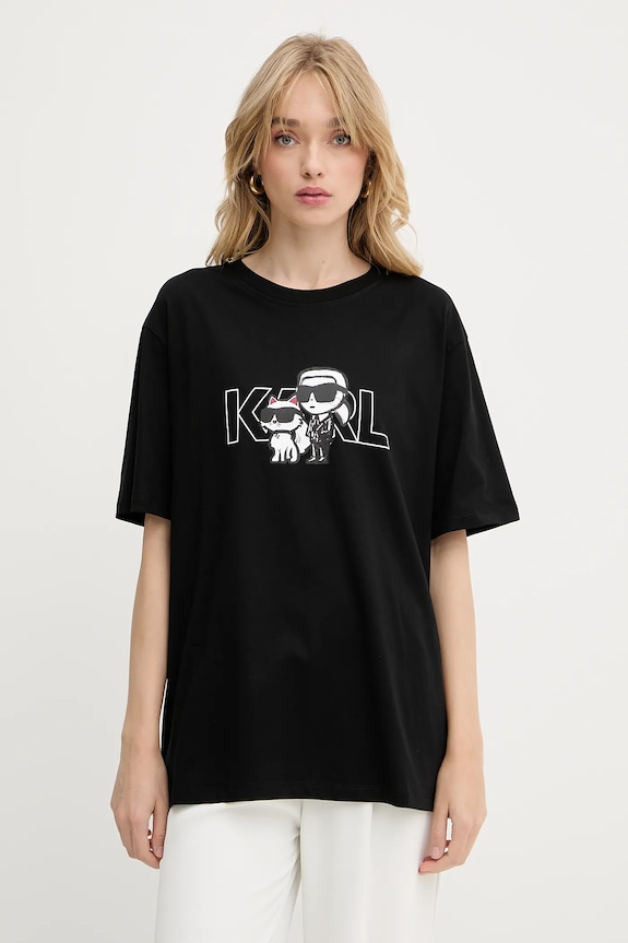 Karl Lagerfeld pamut póló pamut fekete A3W17084