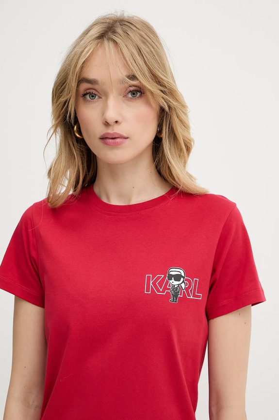 Bavlnené tričko Karl Lagerfeld IKON červená A3W17085