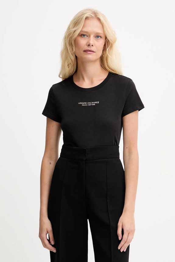Bavlnené tričko Armani Exchange slim čierna XW001455.AF10356.NOS