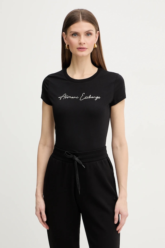 Armani Exchange t-shirt bawełniany bawełna czarny XW001457.AF10356.NOS