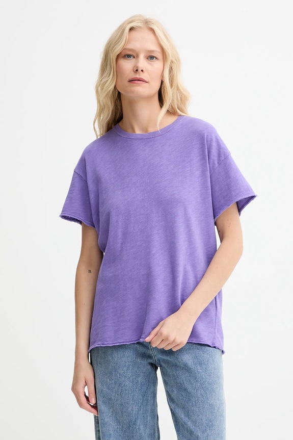 American Vintage tricou din bumbac uni violet SON02FG