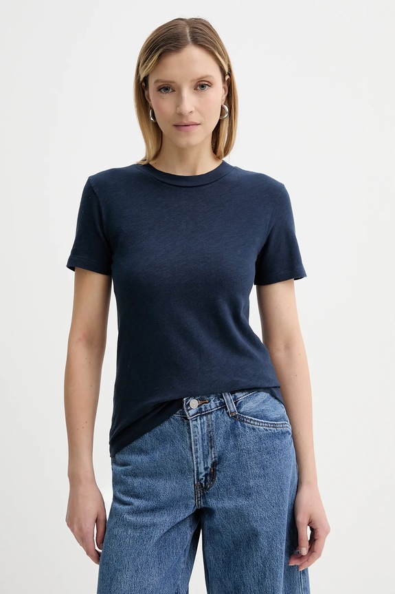 American Vintage tricou din bumbac uni bleumarin SON28G
