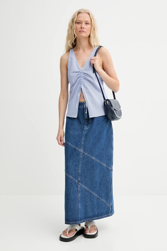 Renewed bluză din bumbac creative upcycling koszulowy.top albastru AA00