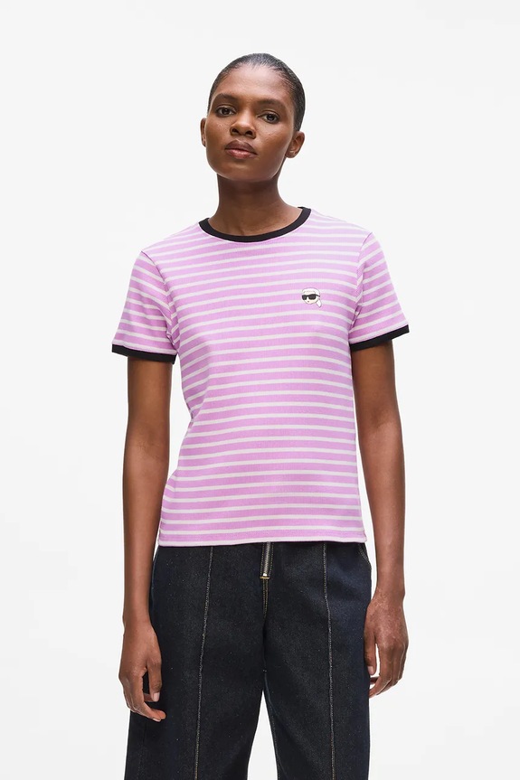 Karl Lagerfeld t-shirt IKON wzorzyste różowy A4W17060