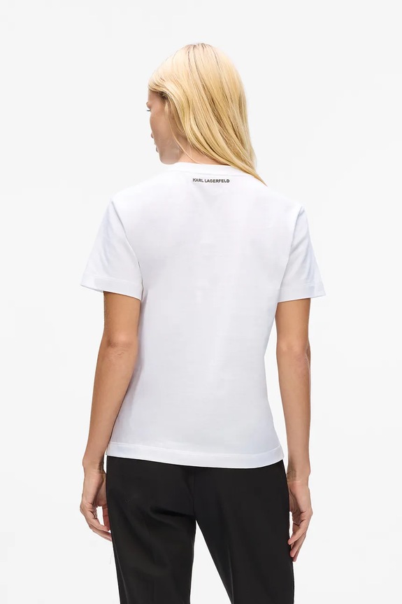 Βαμβακερό μπλουζάκι Karl Lagerfeld IKON A4W17098 λευκό AW25
