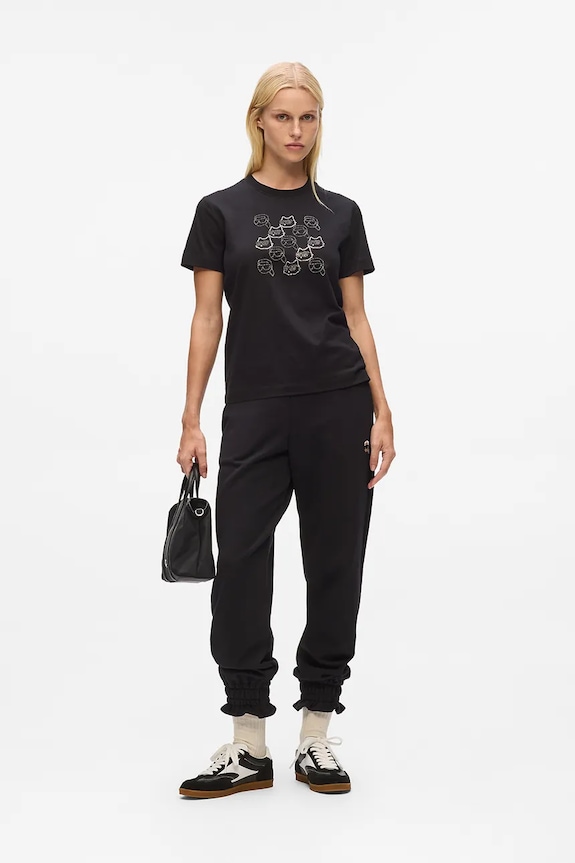 Βαμβακερό μπλουζάκι Karl Lagerfeld IKON μαύρο A4W17098